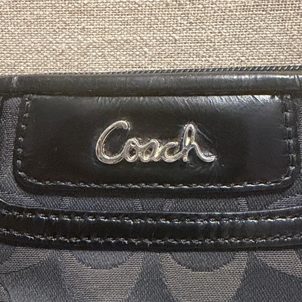 Coach Signature Black Wristlet Clutch